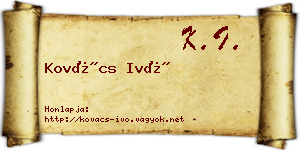 Kovács Ivó névjegykártya